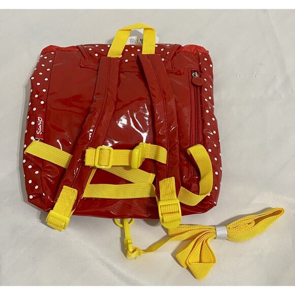 Sanrio Hello Kitty Red Polka Dot Backpack Bag Yellow Straps Flower NWT New - Picture 4 of 12